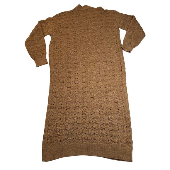 MNG Mango Openwork Knit Long Cardigan Duster Size M Neutral Minimalist Preppy - Picture 6 of 9